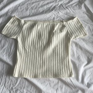 Cream white off shoulder crop top